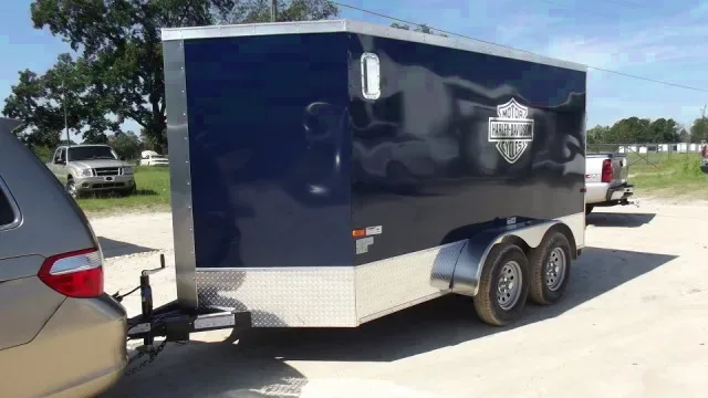12ft  Blue & Chrome Motorcycle Trailer w/Side Door