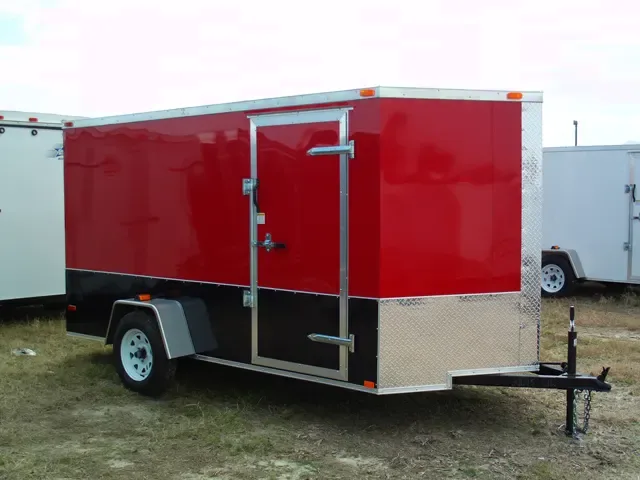 Red 12ft Motorcycle Trailer w/Black Trim