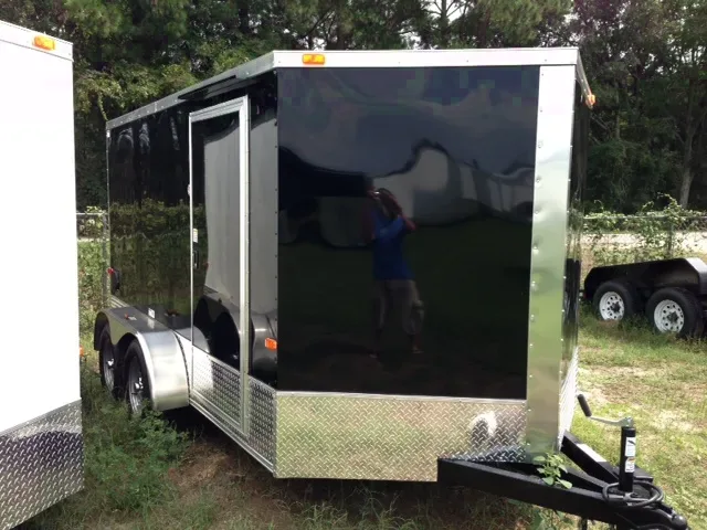 12ft - Motorcycle Trailer - V-Nose - Ramp - Side Door