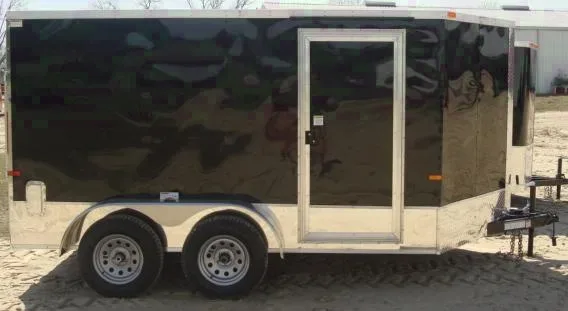 Black 12ft TA V-Nose Motorcycle Trailer