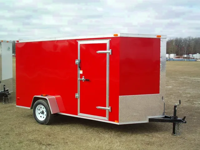 Red 12ft V-nose Motorcycle Trailer