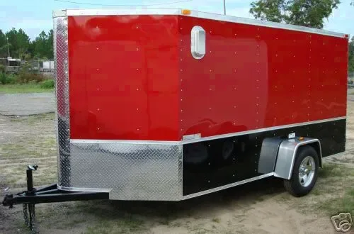 RED AND BLACK 12FT MOTORCYCLE TRAILER