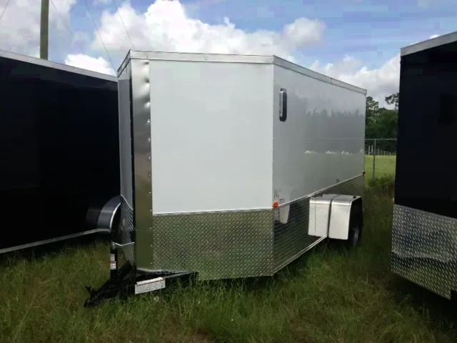 12ft SA Motorcycle Trailer White w/V-Nose