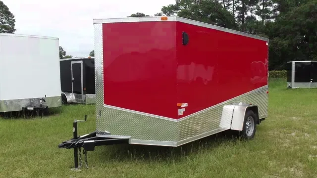 12ft Red V-Nose Motorcycle Trailer