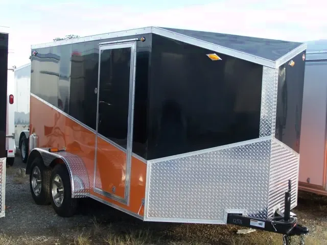 BLACK AND ORANDE 12ft T.A. MOTORCYCLE TRAILER