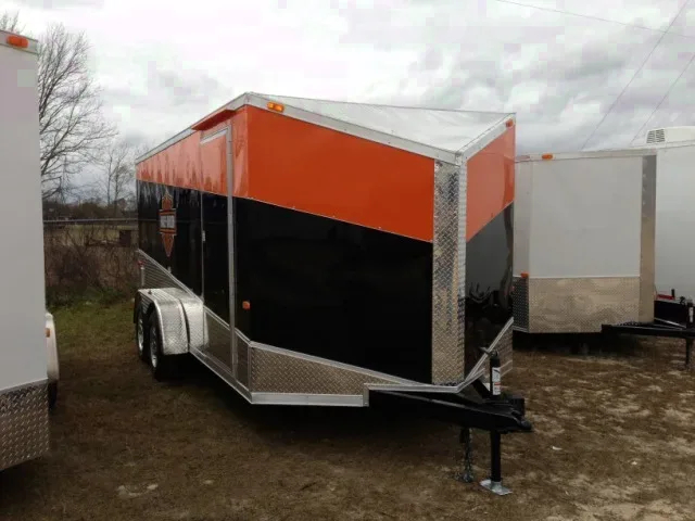 14FT-Tri-Colored  V-Nose Motorcycle Trailer