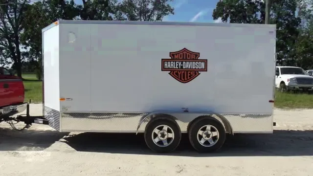 14ft White Harley Trailer w/V-nose