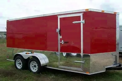 V-Nose, Red, TA, Ramp 14ft Motorcycle Trailer