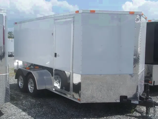 WHITE 14ft BUMPER PULL T.A. MOTORCYCLE TRAILER