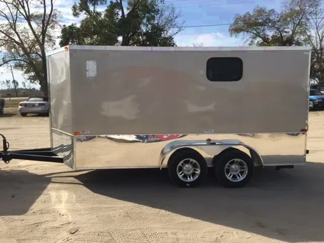 BEIGE 14FT TA MOTORCYCLE TRAILER W/D-RINGS