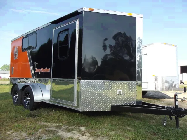 Black and Orange 14ft Motorcycle Trailer