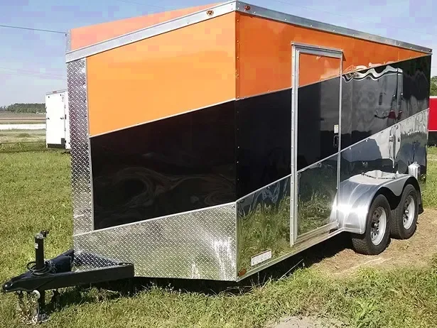 16ft Tri Color, Orange, Black and Silver Motorcycle Trailer
