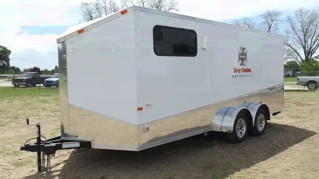 18ft White V-Nose Motorcycle Trailer