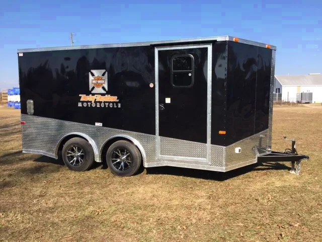 BLACK 14FT LOADED MOTORCYCLE TRAILER