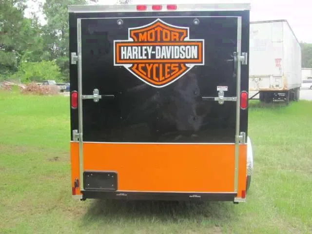 12ft Black and Orange V Nose  Motorcycle Trailer