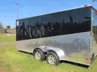 18ft  V-NOSE MOTORCYCLE TRAILER WITH ATP WRAP AROUND