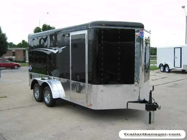 14FT BLACK V-NOSE MOTORCYCLE TRAILER