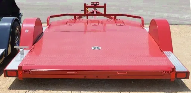 10ft Red Diamond Plating Single Axle Motorcycle Trailer