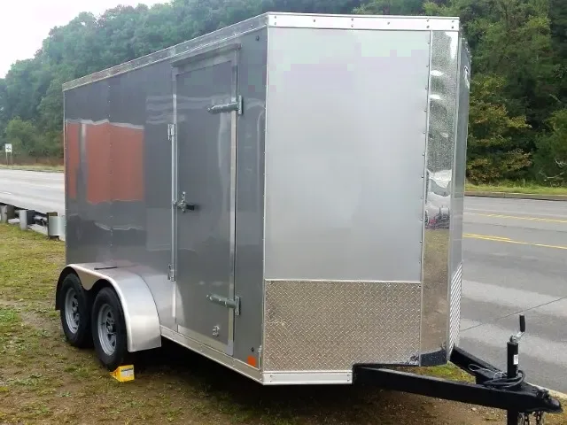 12ft Motorcycle Trailer with Ramp Door-Pewter