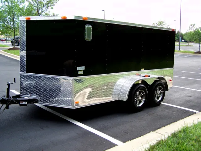 12FT  V-Nose Black Motorcycle Trailer
