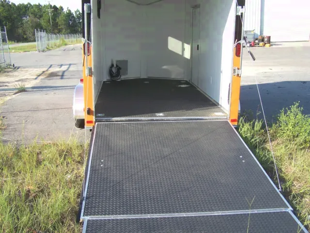 Black Slant V Nose 12ft Custom Motorcycle Trailer