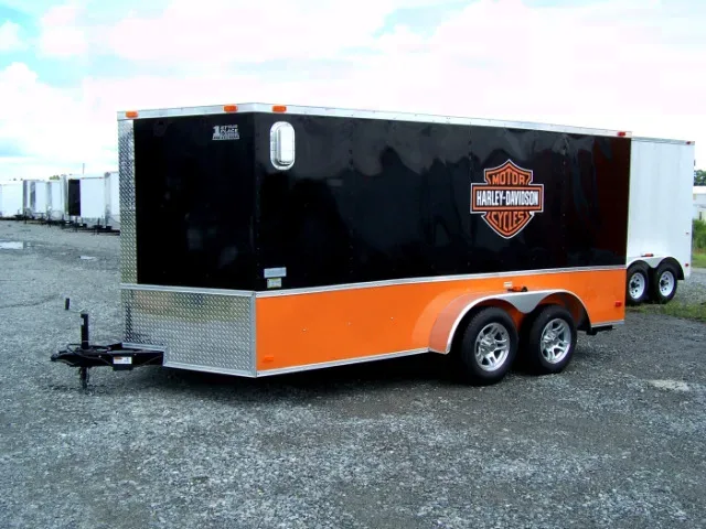 14ft Black w/ Orange Trim Motorcycle Trailer