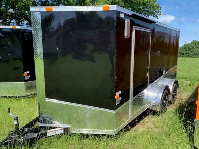 16ft Enclosed Black V-Nose Motorcycle Trailer w/3500 lb Axles