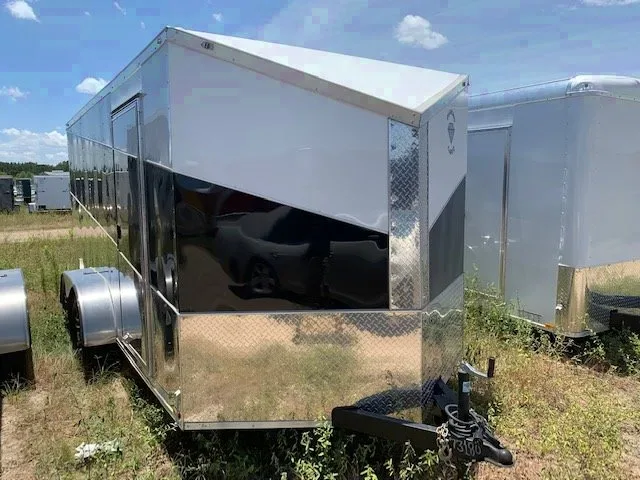 16ft TA Motorcycle Trailer Tri Color White, Black and Silver