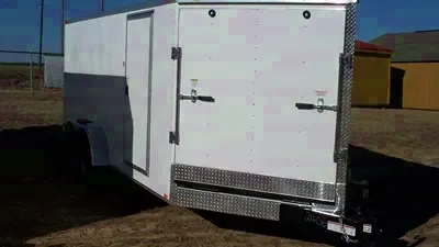 White Motorcycle Trailer 18FT w/ Ramp in V-nose