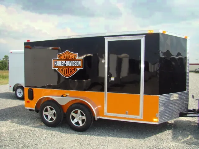 14ft Black and Orange Motorcycle Trailer