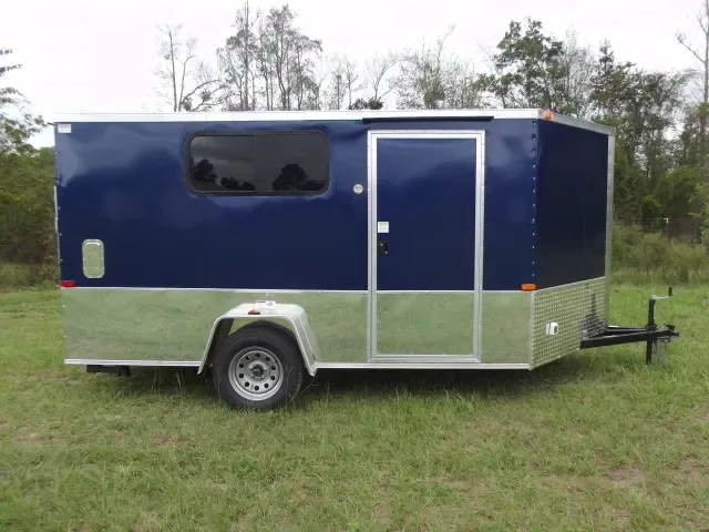 Blue 12ft Motorcycle Trailer w/Electrical Package