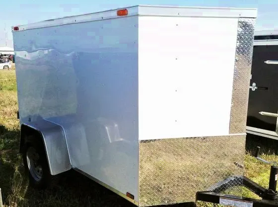 8ft White Motorcycle Trailer w/D-Rings