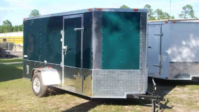 Green 12ft V-nose Motorcycle Trailer