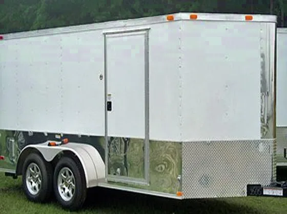 14ft White V-nose Motorcycle Trailer