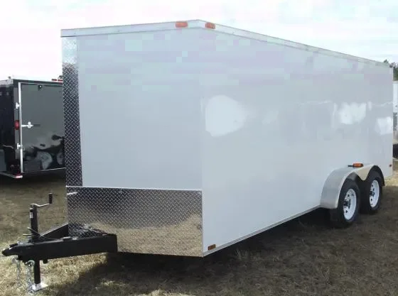 16ft White V-Nose Motorcycle Trailer w/Finished Interior