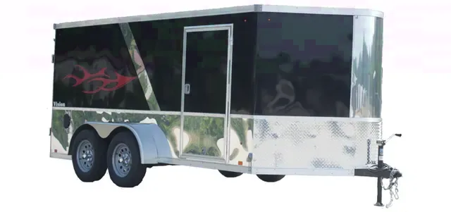 14FT BLACK V-NOSE ENCLOSED MOTORCYCLE HAULER
