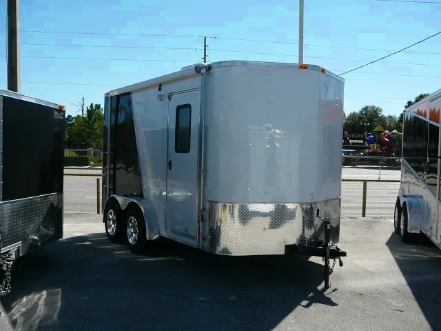 White and Black 12ft TA Motorcycle Trailer