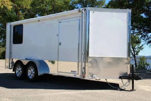 16FT WHITE TOYHAULER TRAILER WITH AWNING