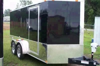16FT BLACK MOTORCYCLE TRAILER W/WRAP AROUND ATP