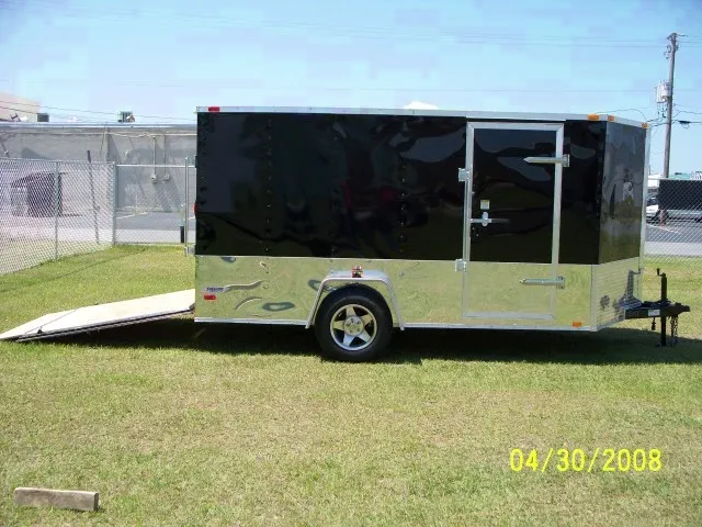 V-NOSE BLACK 12FT MOTORCYCLE TRAILER
