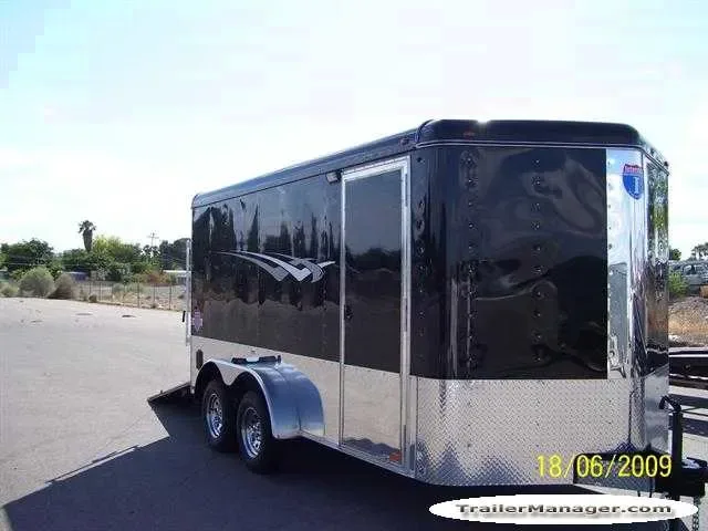 16ft V-Nose Black Motorcycle Trailer