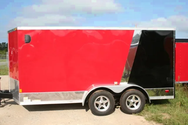 Black and Red Enclosed 14ft Motorcycle Hauler