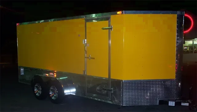 14ft Yellow Finished Interior Motorcycle Trailer