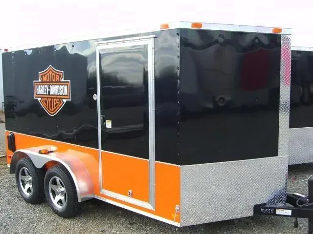 12ft Black w/Orange Trim Motorcycle Trailer