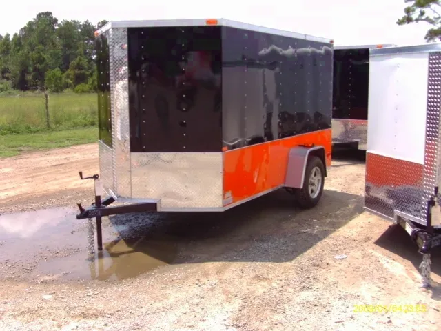 Black 10ft Motorcycle Trailer w/Orange Wrap Around ATP
