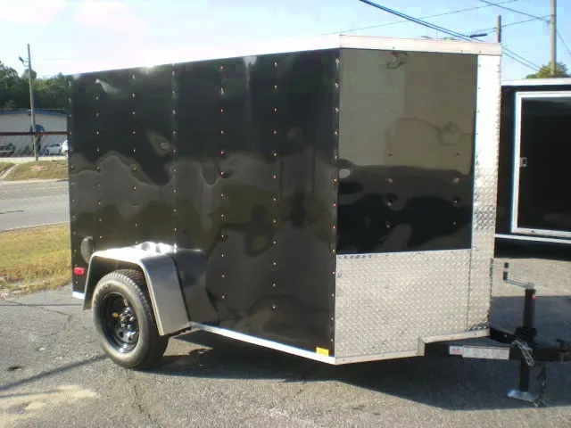 Black V-nose 8ft Motorcycle Trailer