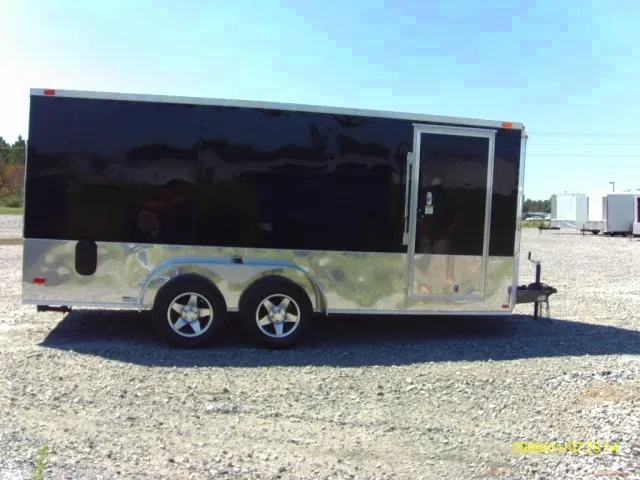 Black 16ft Motorcycle Trailer w/Wrap Around Diamond Plating