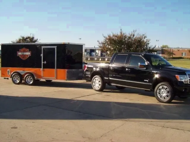 14ft Motorcycle Tailer Black/Orange V-Nose w/ATP