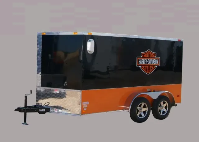 16ft Motorcycle Trailer Black w/Orange Trim