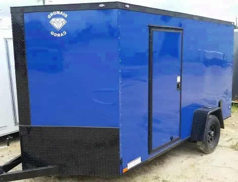 12ft Blue V-Nose Motorcycle Trailer